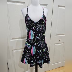 Dolls Kill Too Fast OMG! Ghosts Skater Mini Punk Goth witchy Black Magic Dress S